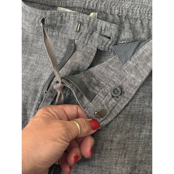 Max Studio 100% Linen Charcoal Gray Drawstring Mini Skirt w/ Pockets Size Medium - Picture 7 of 8